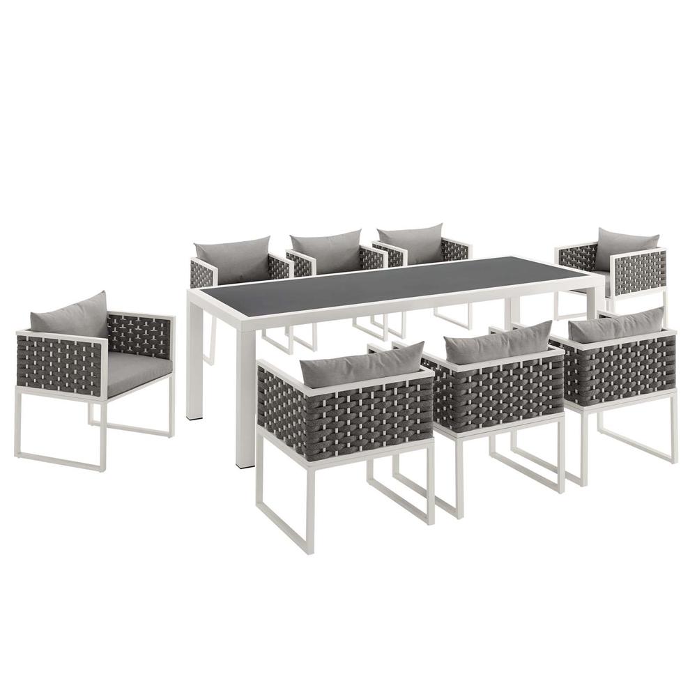 Stance 9 Piece Outdoor Patio Aluminum Dining Set. Picture 2
