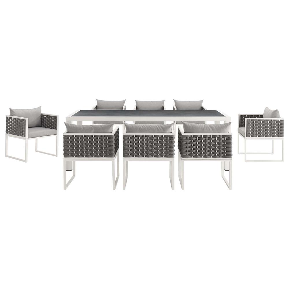 Stance 9 Piece Outdoor Patio Aluminum Dining Set. Picture 3