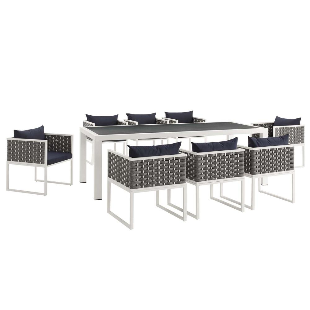 Stance 9 Piece Outdoor Patio Aluminum Dining Set. Picture 1