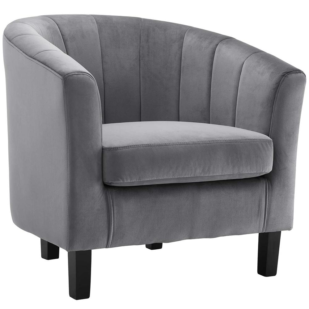 Prospect Channel Tufted Performance Velvet Armchair - Gray EEI-3188-GRY. The main picture.