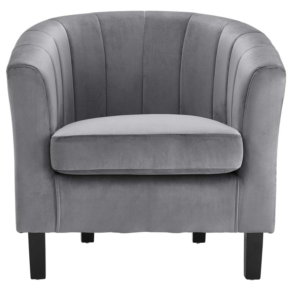 Prospect Channel Tufted Performance Velvet Armchair - Gray EEI-3188-GRY. Picture 3