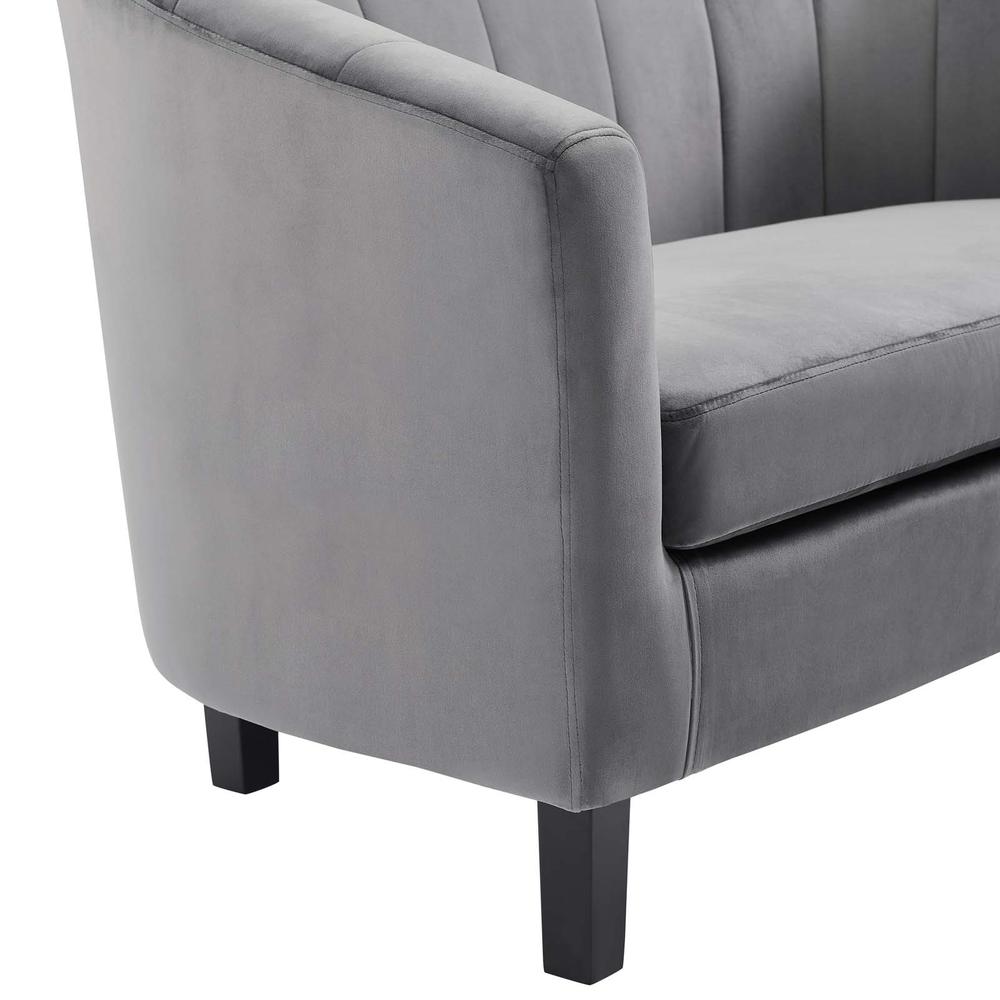 Prospect Channel Tufted Performance Velvet Armchair - Gray EEI-3188-GRY. Picture 4
