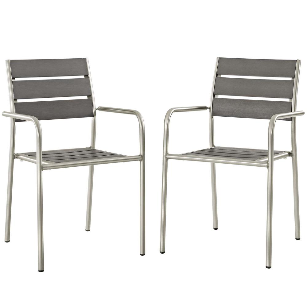 Shore Outdoor Patio Aluminum Dining Rounded Armchair Set of 2. Picture 1