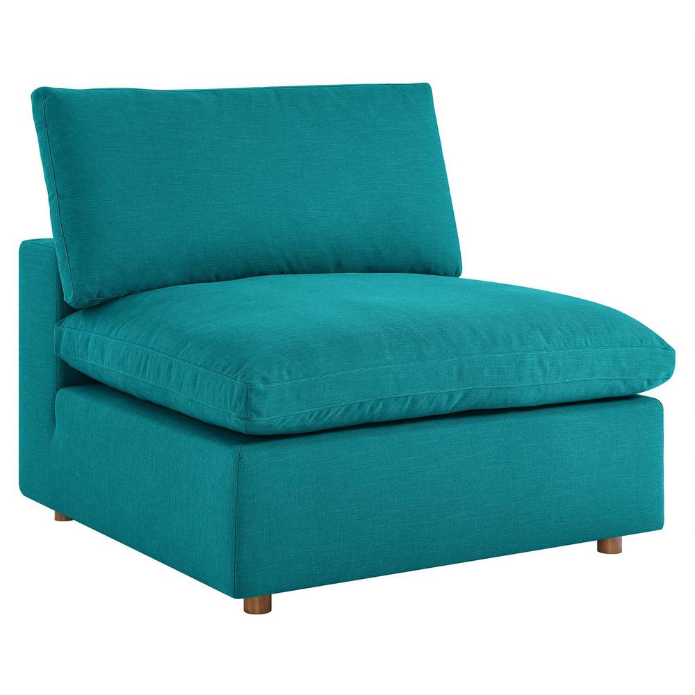 Commix Down Filled Overstuffed Armless Chair - Teal EEI-3270-TEA. Picture 1