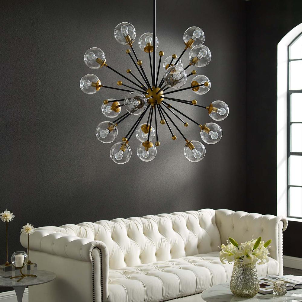 Constellation Clear Glass and Brass Ceiling Light Pendant Chandelier -  EEI-3273. Picture 4