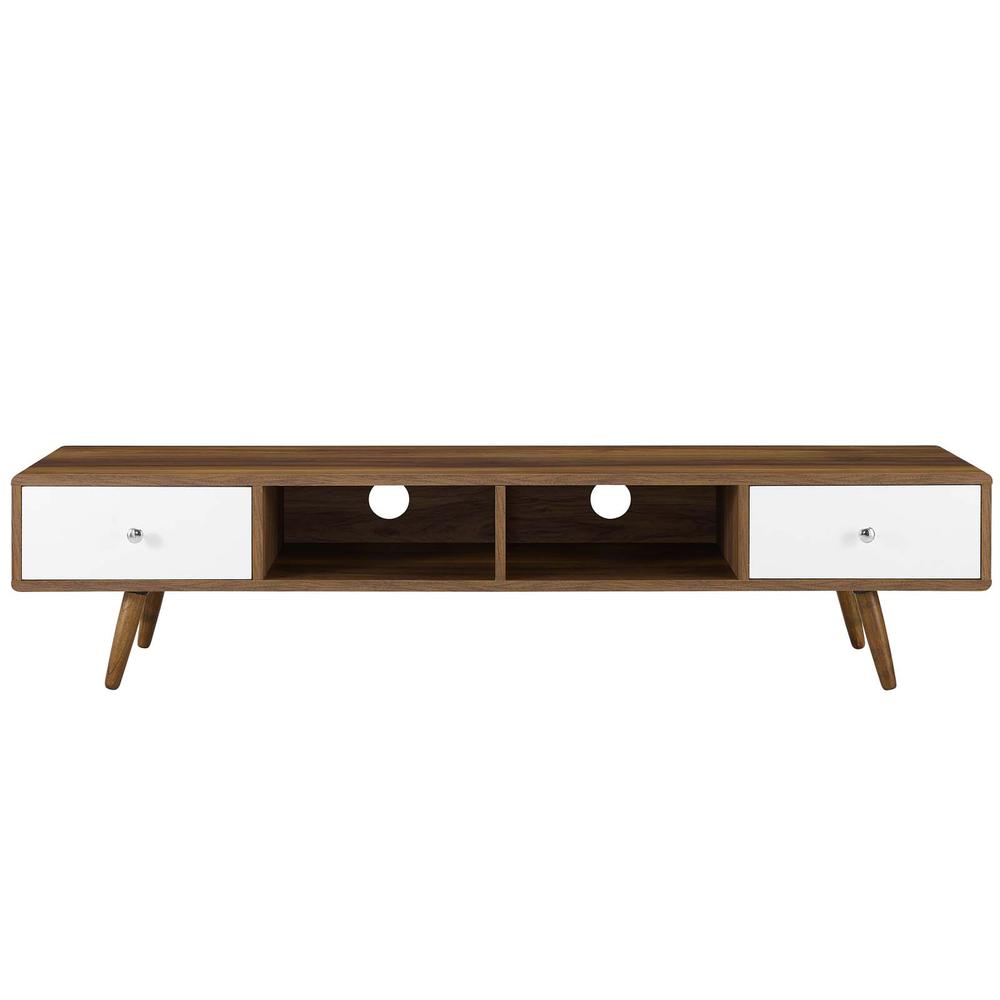 Transmit 70" Media Console Wood TV Stand - Walnut White EEI-3302-WAL-WHI. Picture 3