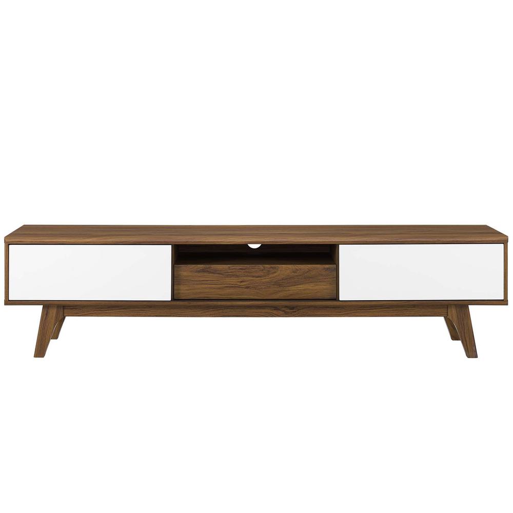 Envision 70" Media Console Wood TV Stand - Walnut White EEI-3304-WAL-WHI. Picture 3