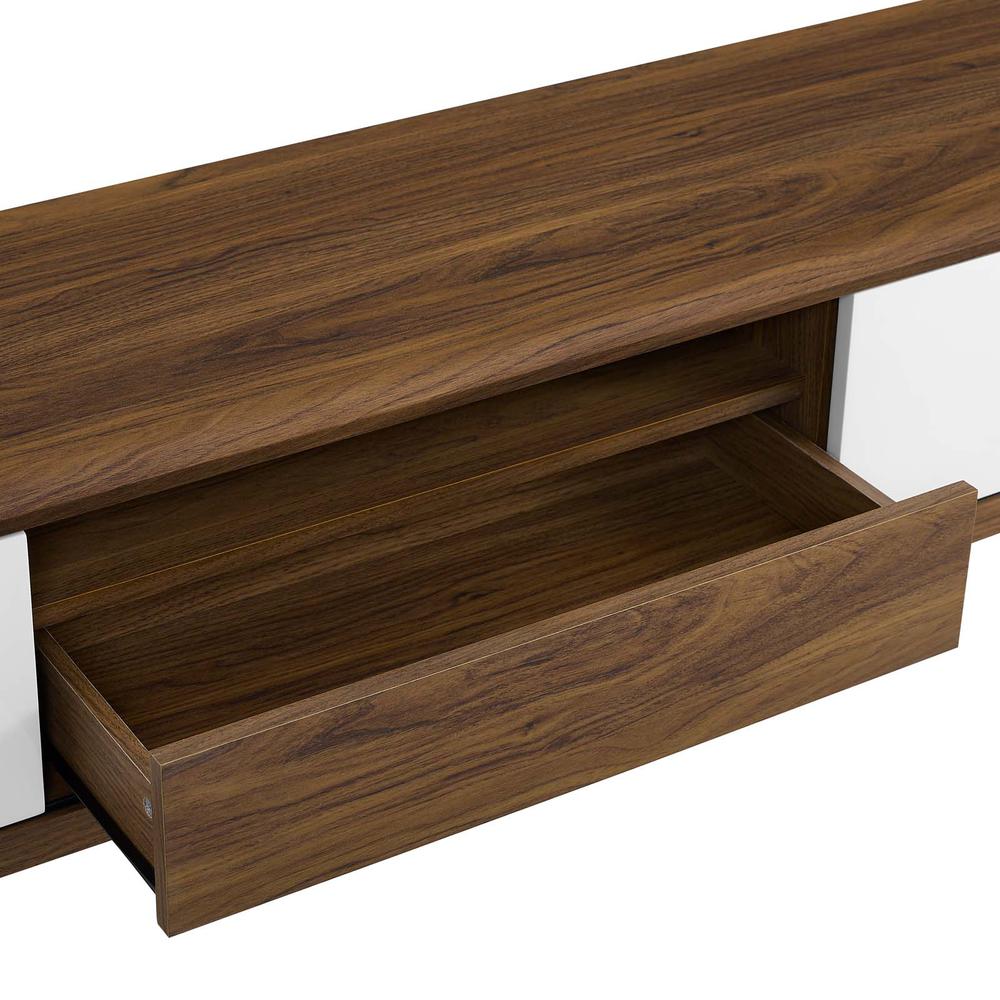 Envision 70" Media Console Wood TV Stand - Walnut White EEI-3304-WAL-WHI. Picture 4