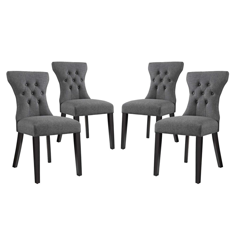 Silhouette Dining Side Chairs Upholstered Fabric Set of 4 - Gray EEI-3328-GRY. Picture 1