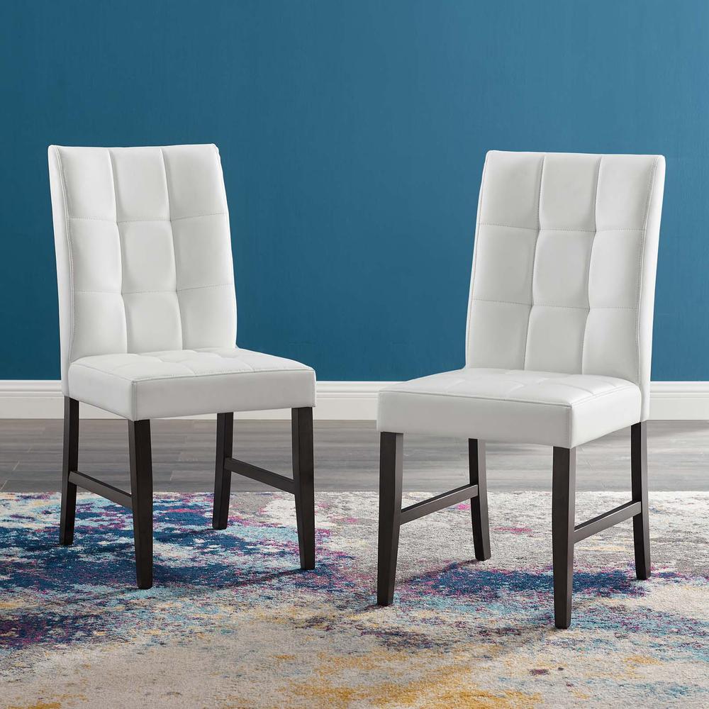 Promulgate Biscuit Tufted Upholstered Faux Leather Dining Side Chair Set of 2. Picture 7