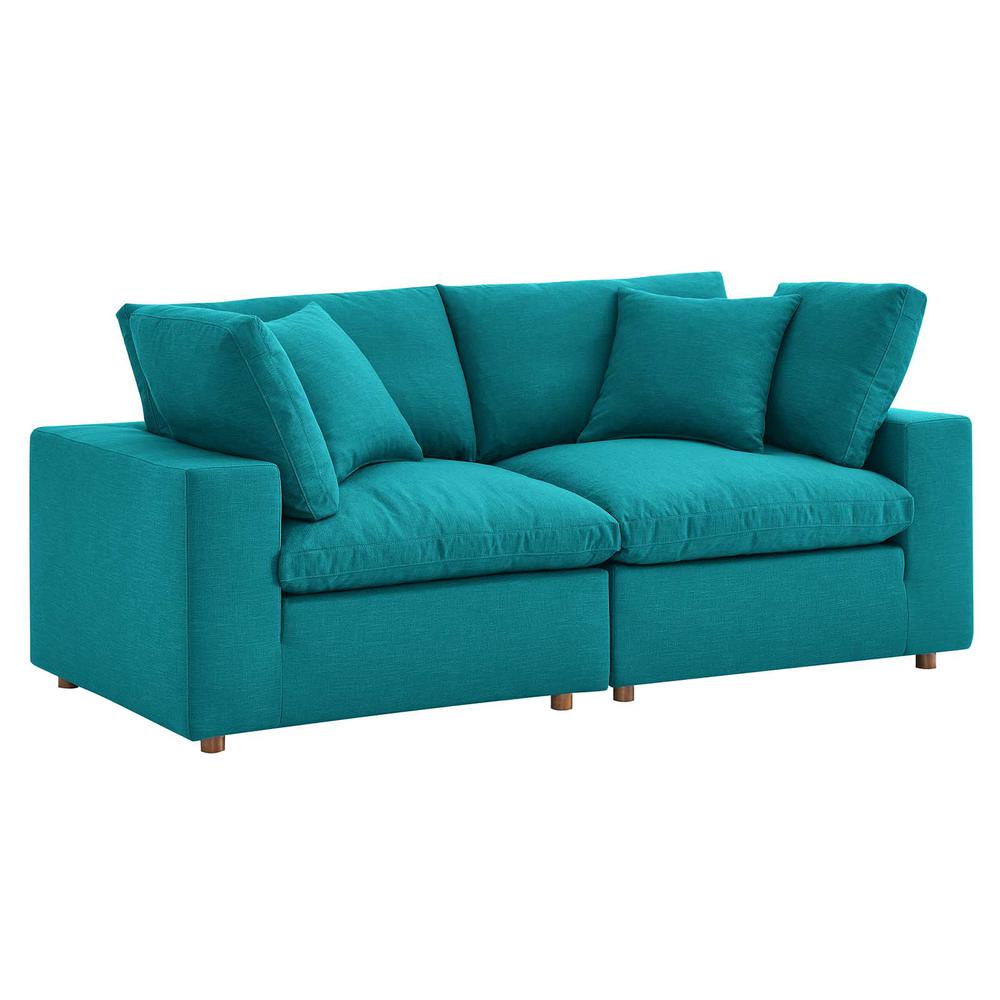 Commix Down Filled Overstuffed 2 Piece Sectional Sofa Set - Teal EEI-3354-TEA. The main picture.