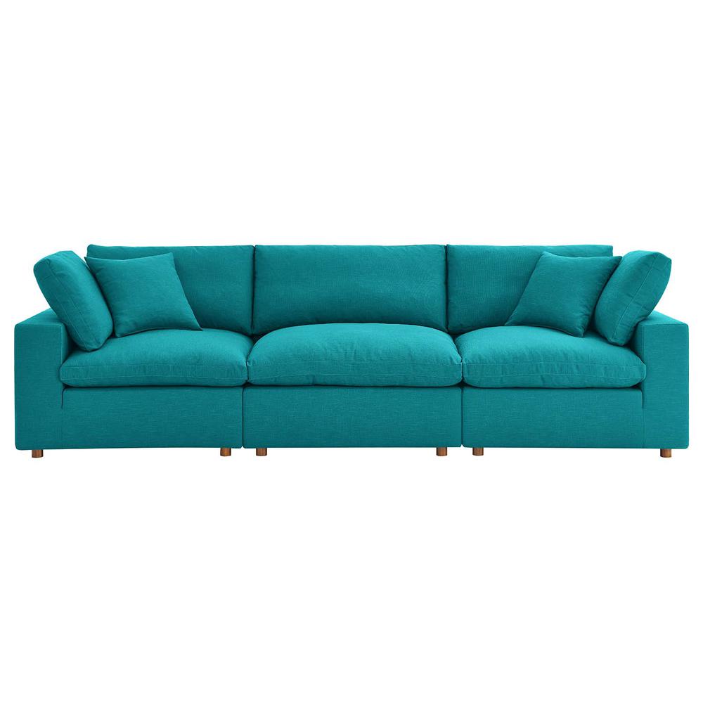 Commix Down Filled Overstuffed 3 Piece Sectional Sofa Set - Teal EEI-3355-TEA. Picture 9
