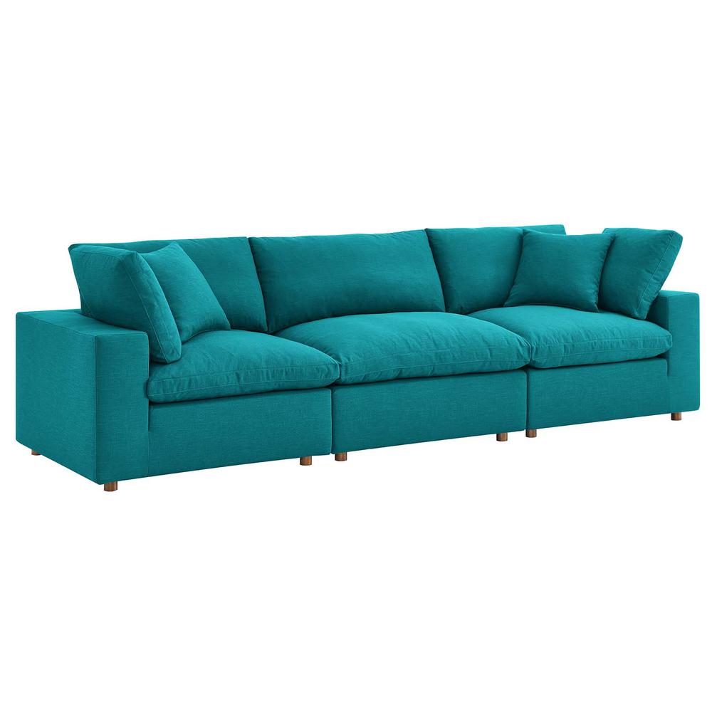 Commix Down Filled Overstuffed 3 Piece Sectional Sofa Set - Teal EEI-3355-TEA. Picture 1