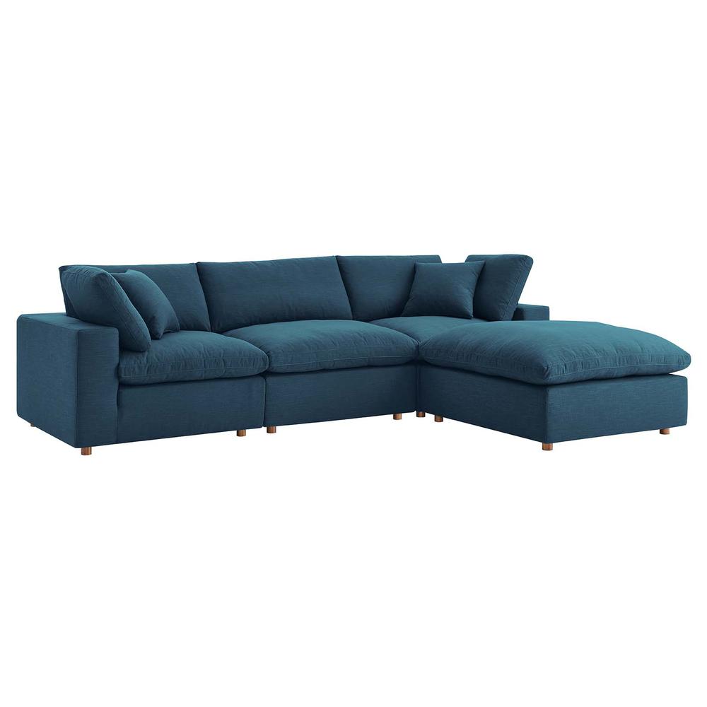Commix Down Filled Overstuffed 4 Piece Sectional Sofa Set Azure EEI-3356-AZU. Picture 1
