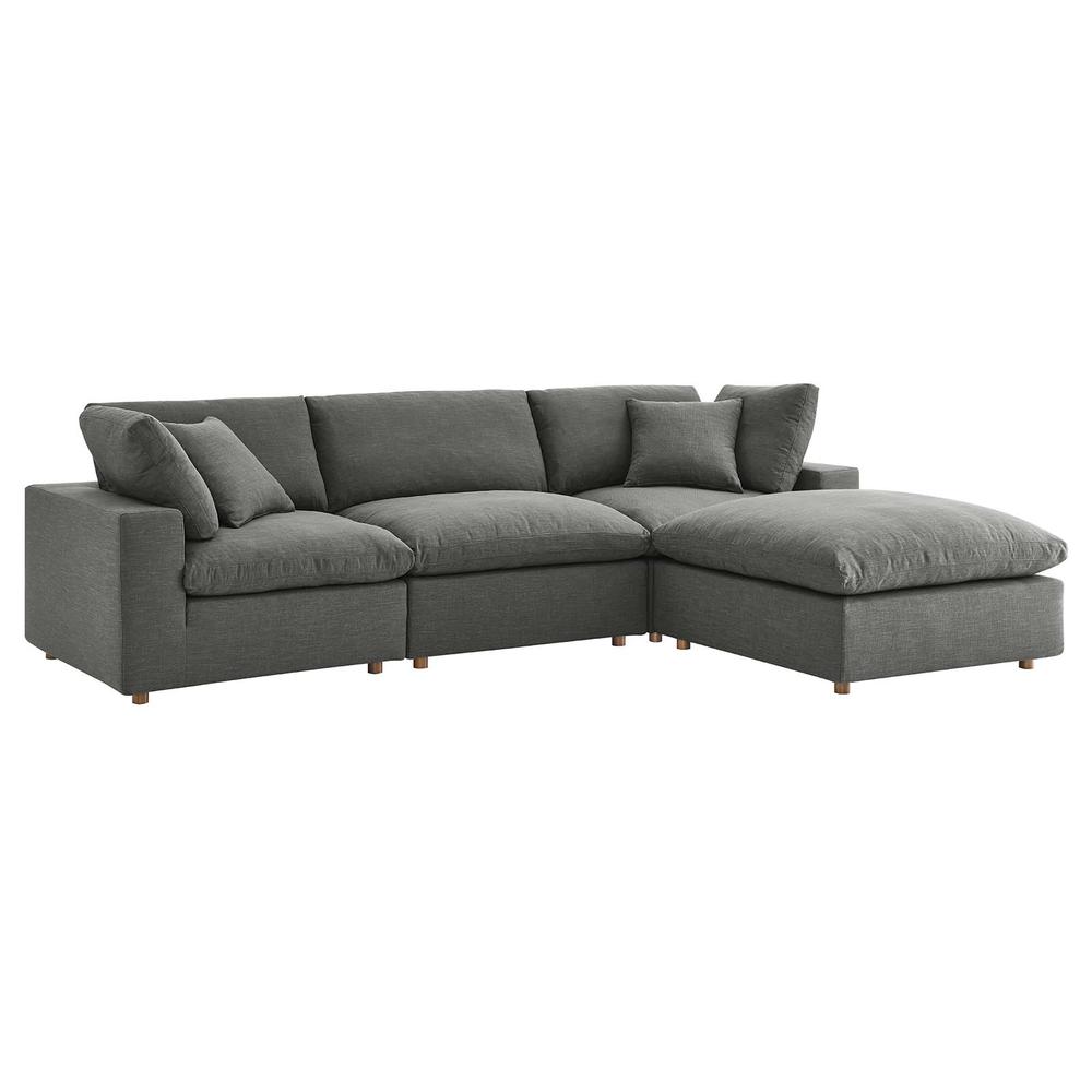 Commix Down Filled Overstuffed 4 Piece Sectional Sofa Set -Gray EEI-3356-GRY. The main picture.