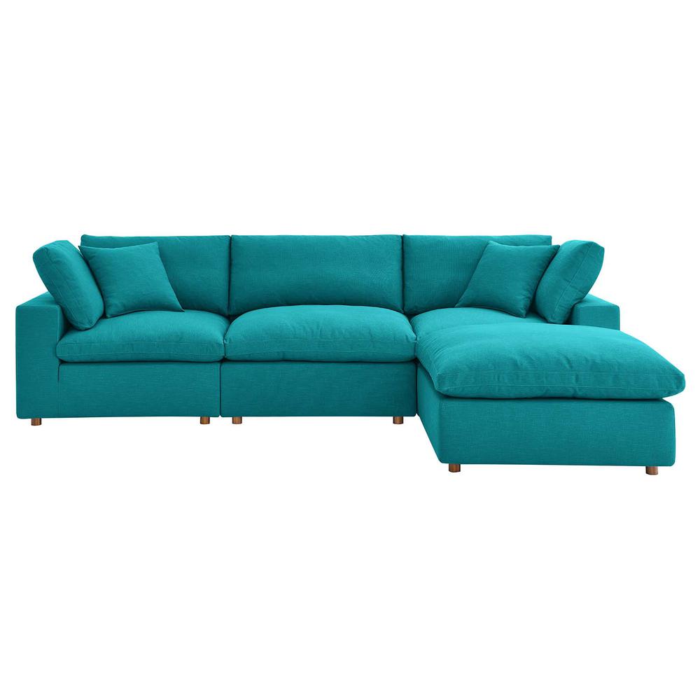 Commix Down Filled Overstuffed 4 Piece Sectional Sofa Set -Teal EEI-3356-TEA. Picture 11