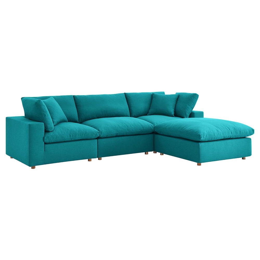 Commix Down Filled Overstuffed 4 Piece Sectional Sofa Set -Teal EEI-3356-TEA. Picture 1