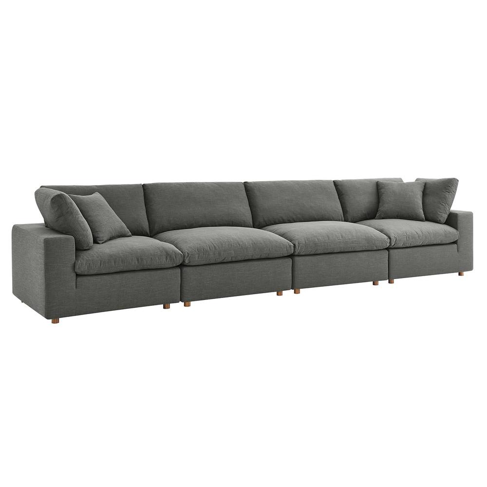 Commix Down Filled Overstuffed 4 Piece Sectional Sofa Set - Gray EEI-3357-GRY. The main picture.
