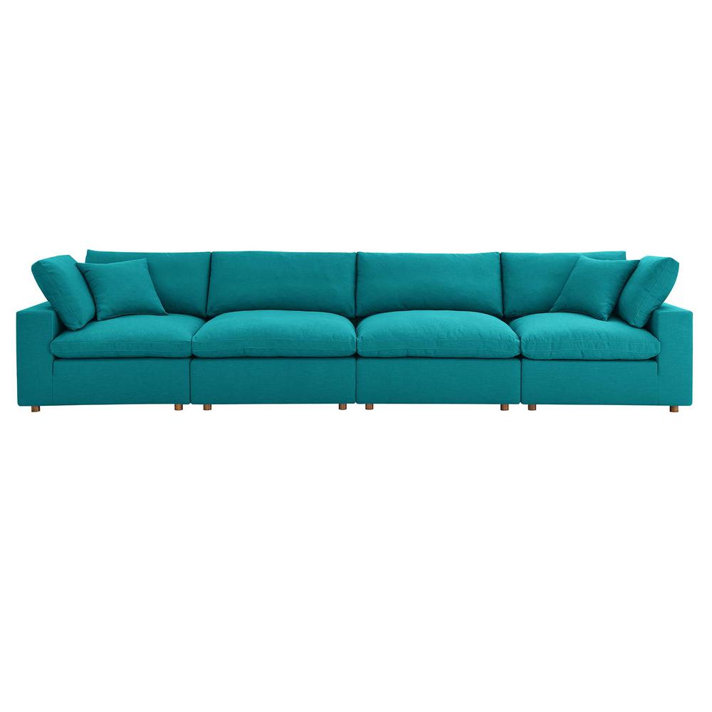 Commix Down Filled Overstuffed 4 Piece Sectional Sofa Set - Teal EEI-3357-TEA. Picture 9