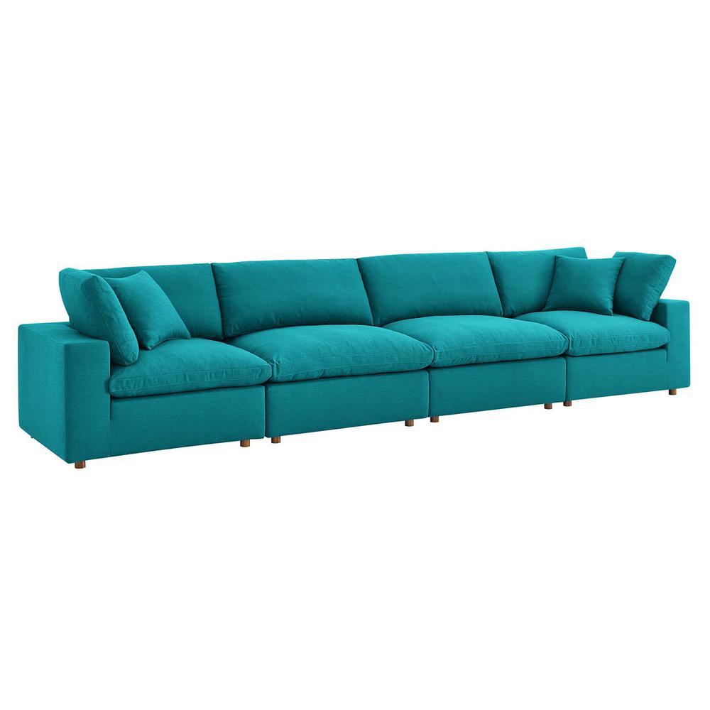 Commix Down Filled Overstuffed 4 Piece Sectional Sofa Set - Teal EEI-3357-TEA. The main picture.