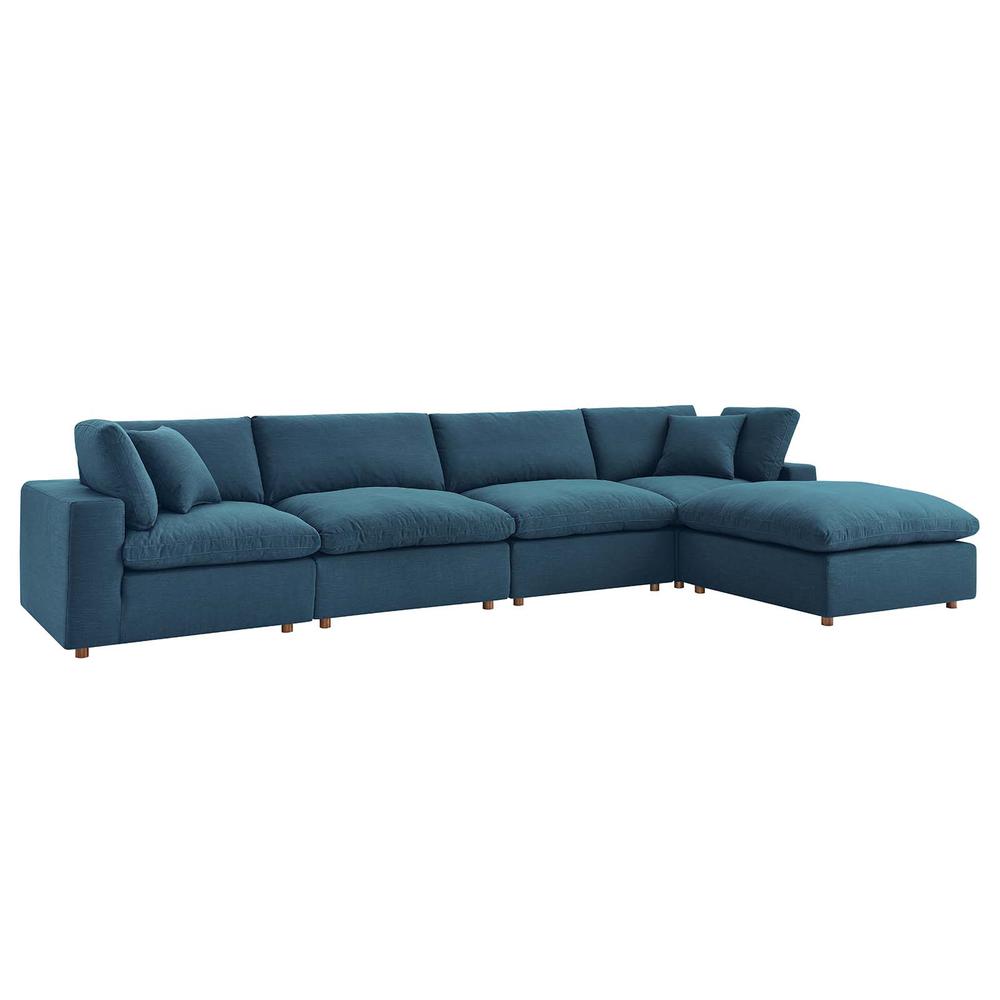 Commix Down Filled Overstuffed 5 Piece Sectional Sofa Set - Azure EEI-3358-AZU. Picture 1