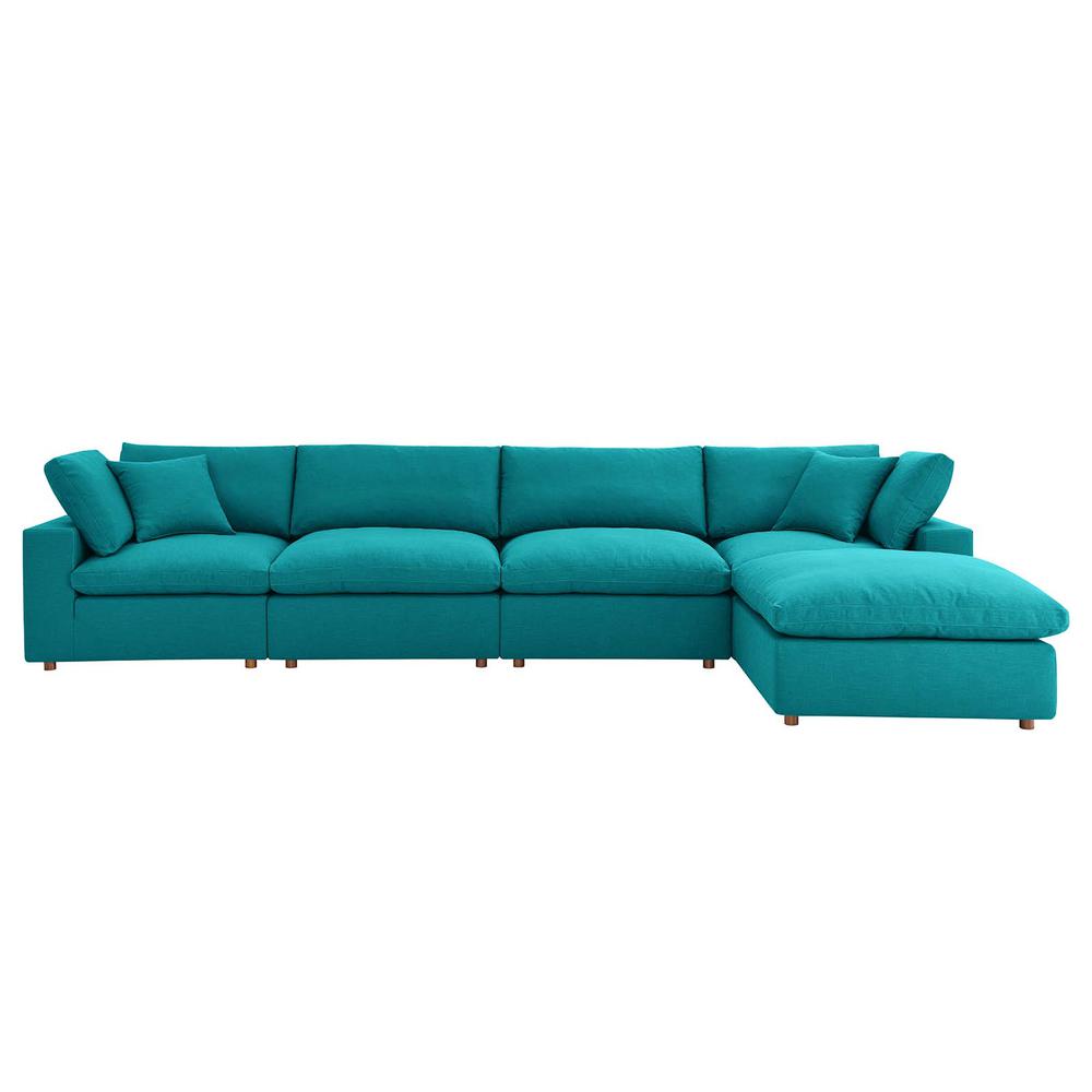Commix Down Filled Overstuffed 5 Piece Sectional Sofa Set - Teal EEI-3358-TEA. Picture 11