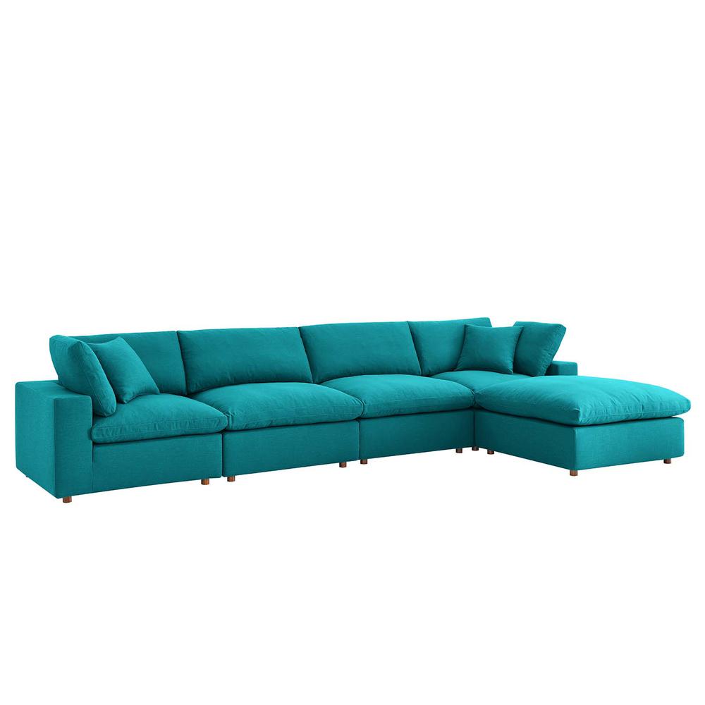 Commix Down Filled Overstuffed 5 Piece Sectional Sofa Set - Teal EEI-3358-TEA. The main picture.