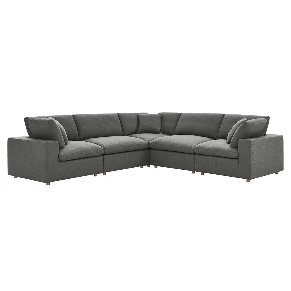 Commix Down Filled Overstuffed 5 Piece Sectional Sofa Set-Gray EEI-3359-GRY. Picture 1