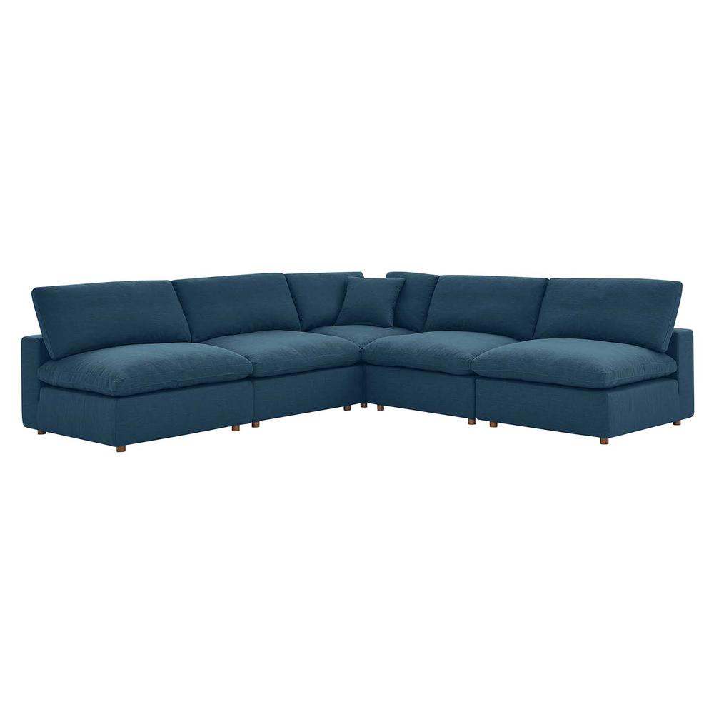 Commix Down Filled Overstuffed 5 Piece Sectional Sofa Set -Azure EEI-3360-AZU. Picture 1