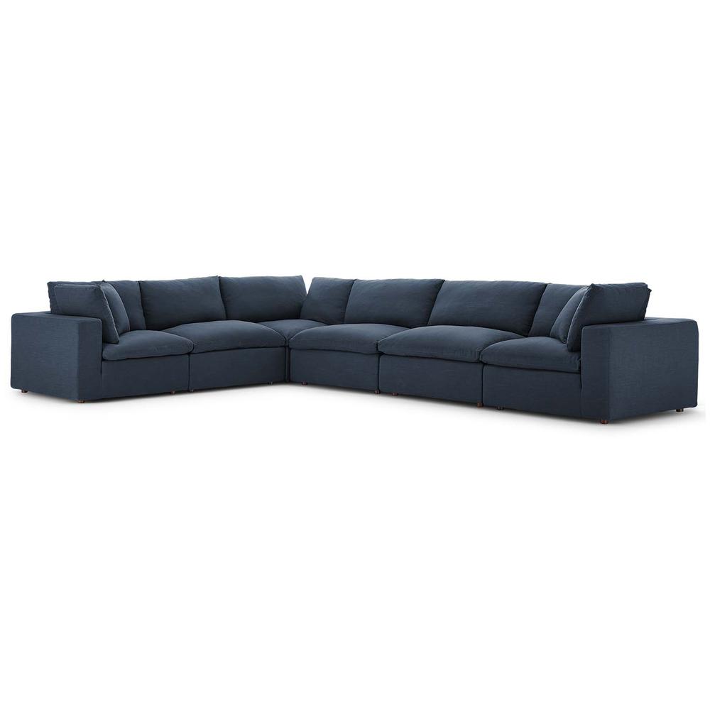Commix Down Filled Overstuffed 6 Piece Sectional Sofa Set -Azure EEI-3361-AZU. Picture 1