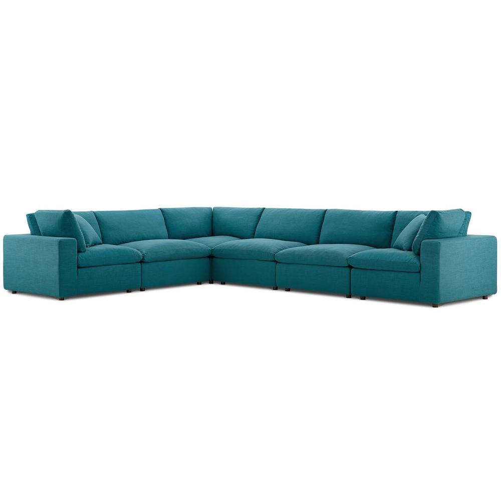 Commix Down Filled Overstuffed 6 Piece Sectional Sofa Set - Teal EEI-3361-TEA. Picture 1