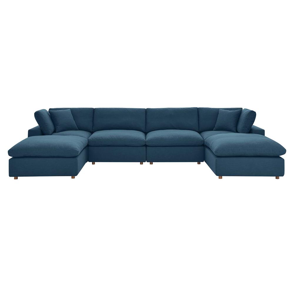 Commix Down Filled Overstuffed 6 Piece Sectional Sofa Set - Azure EEI-3362-AZU. The main picture.