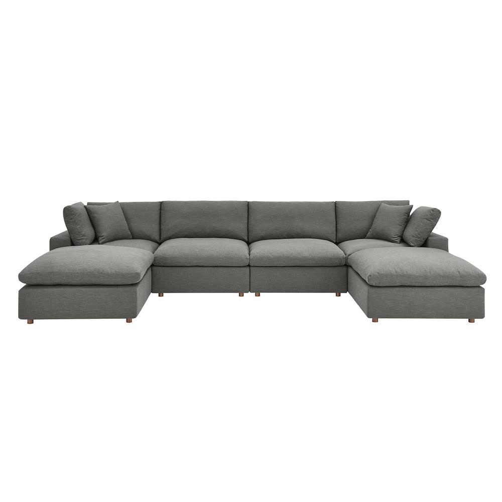 Commix Down Filled Overstuffed 6 Piece Sectional Sofa Set -Gray EEI-3362-GRY. Picture 1