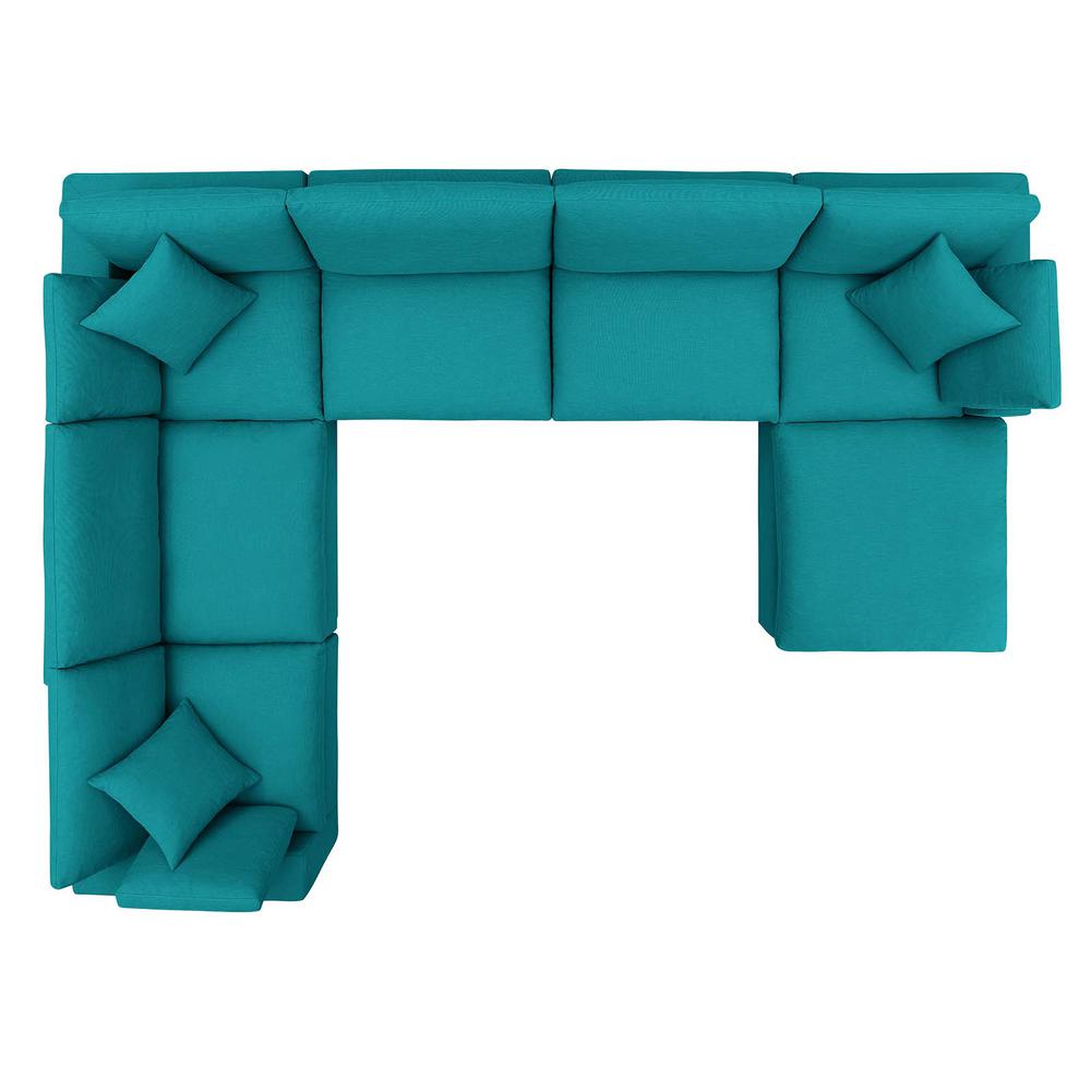 Commix Down Filled Overstuffed 7 Piece Sectional Sofa Set - Teal EEI-3364-TEA. Picture 9