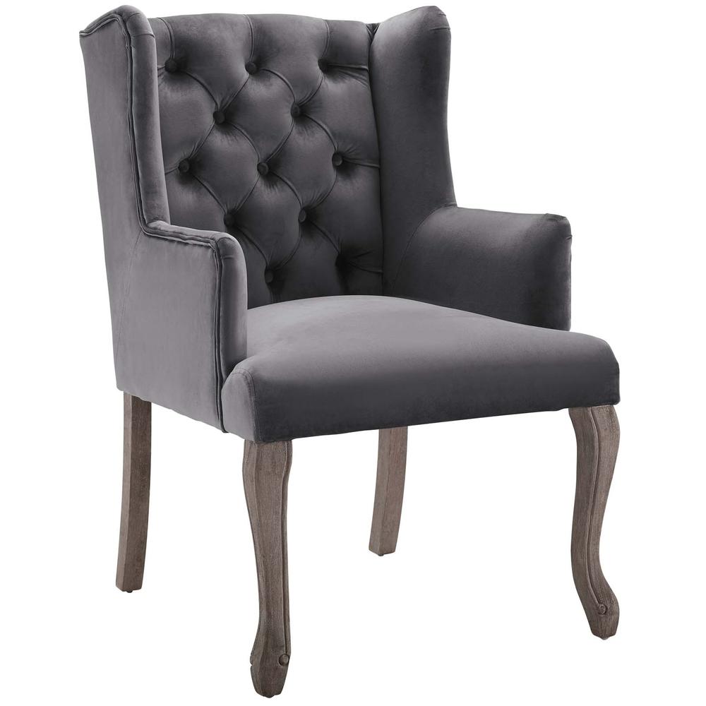 Realm French Vintage Dining Performance Velvet Armchair. Picture 1