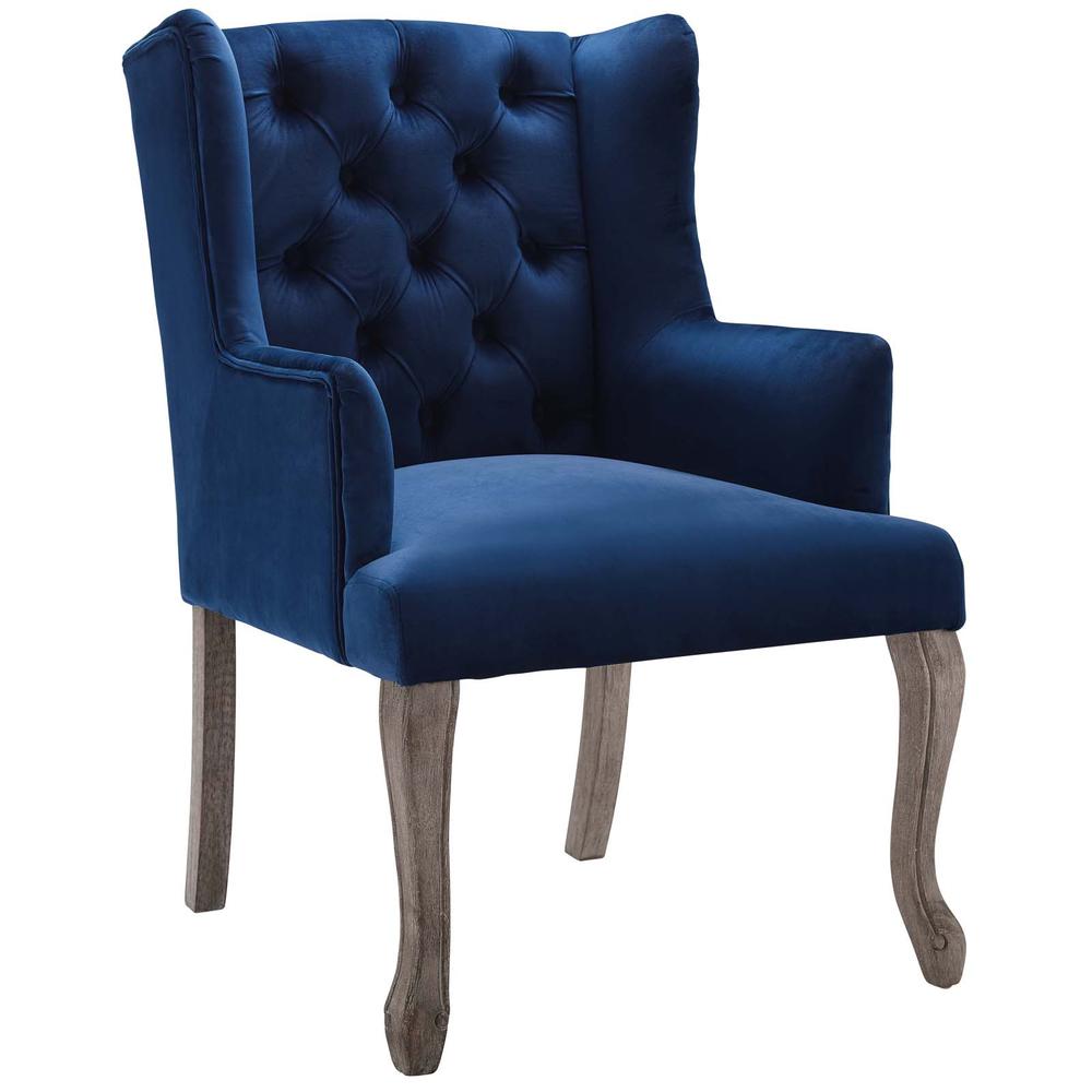 Realm French Vintage Dining Performance Velvet Armchair. Picture 1