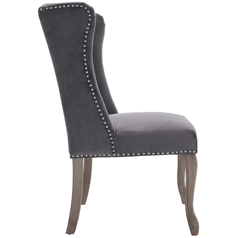 Apprise French Vintage Dining Performance Velvet Side Chair - Gray EEI-3367-GRY. Picture 2