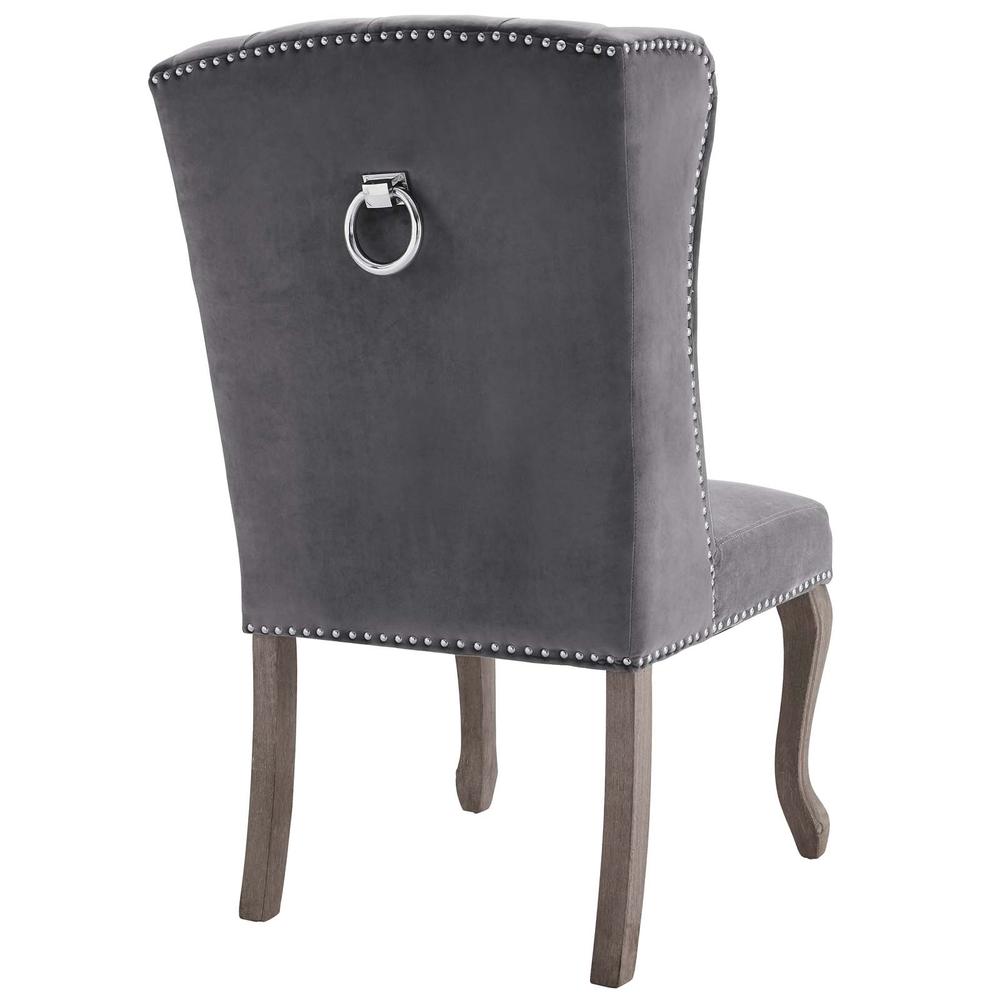 Apprise French Vintage Dining Performance Velvet Side Chair - Gray EEI-3367-GRY. Picture 3