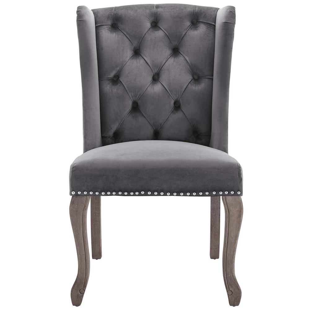 Apprise French Vintage Dining Performance Velvet Side Chair - Gray EEI-3367-GRY. Picture 4
