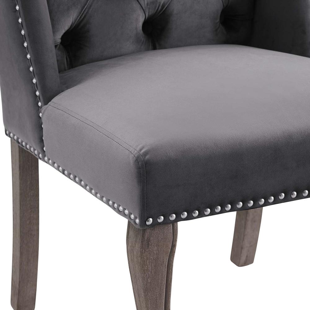 Apprise French Vintage Dining Performance Velvet Side Chair - Gray EEI-3367-GRY. Picture 5