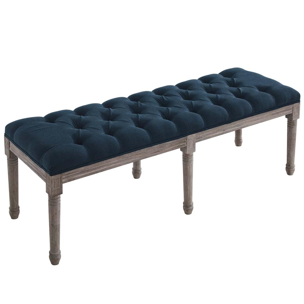 Province French Vintage Upholstered Fabric Bench. Picture 2