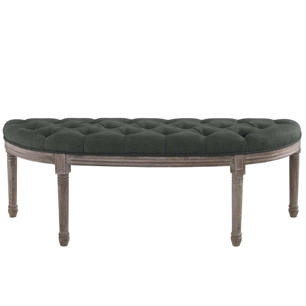 Esteem Vintage French Upholstered Fabric Semi-Circle Bench. Picture 4
