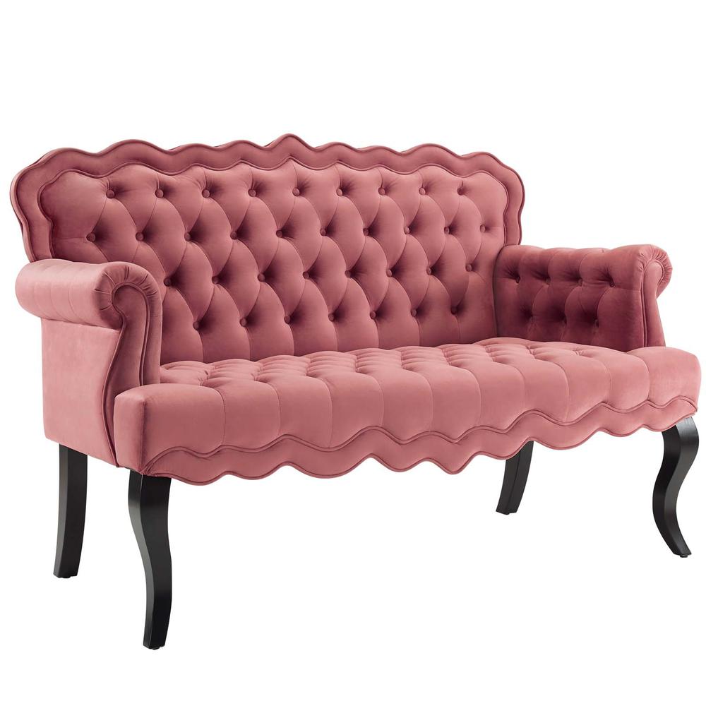 Viola Chesterfield Button Tufted Loveseat Performance Velvet Settee - Dusty Rose EEI-3373-DUS. Picture 1
