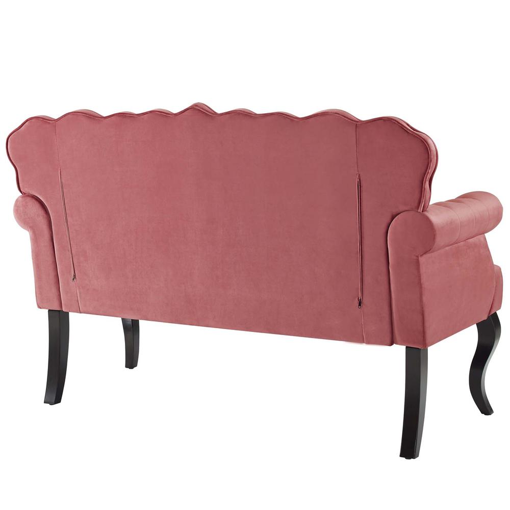 Viola Chesterfield Button Tufted Loveseat Performance Velvet Settee - Dusty Rose EEI-3373-DUS. Picture 2