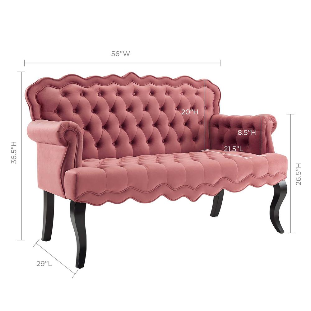 Viola Chesterfield Button Tufted Loveseat Performance Velvet Settee - Dusty Rose EEI-3373-DUS. Picture 4