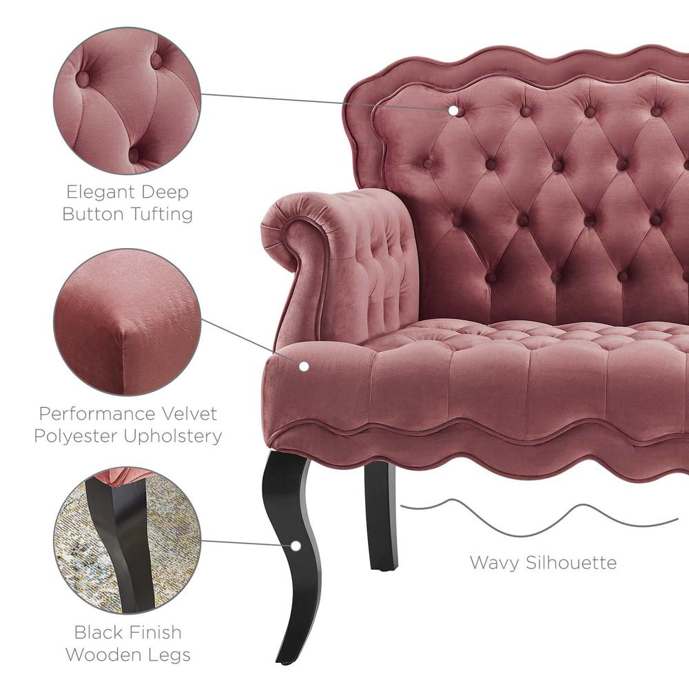 Viola Chesterfield Button Tufted Loveseat Performance Velvet Settee - Dusty Rose EEI-3373-DUS. Picture 5