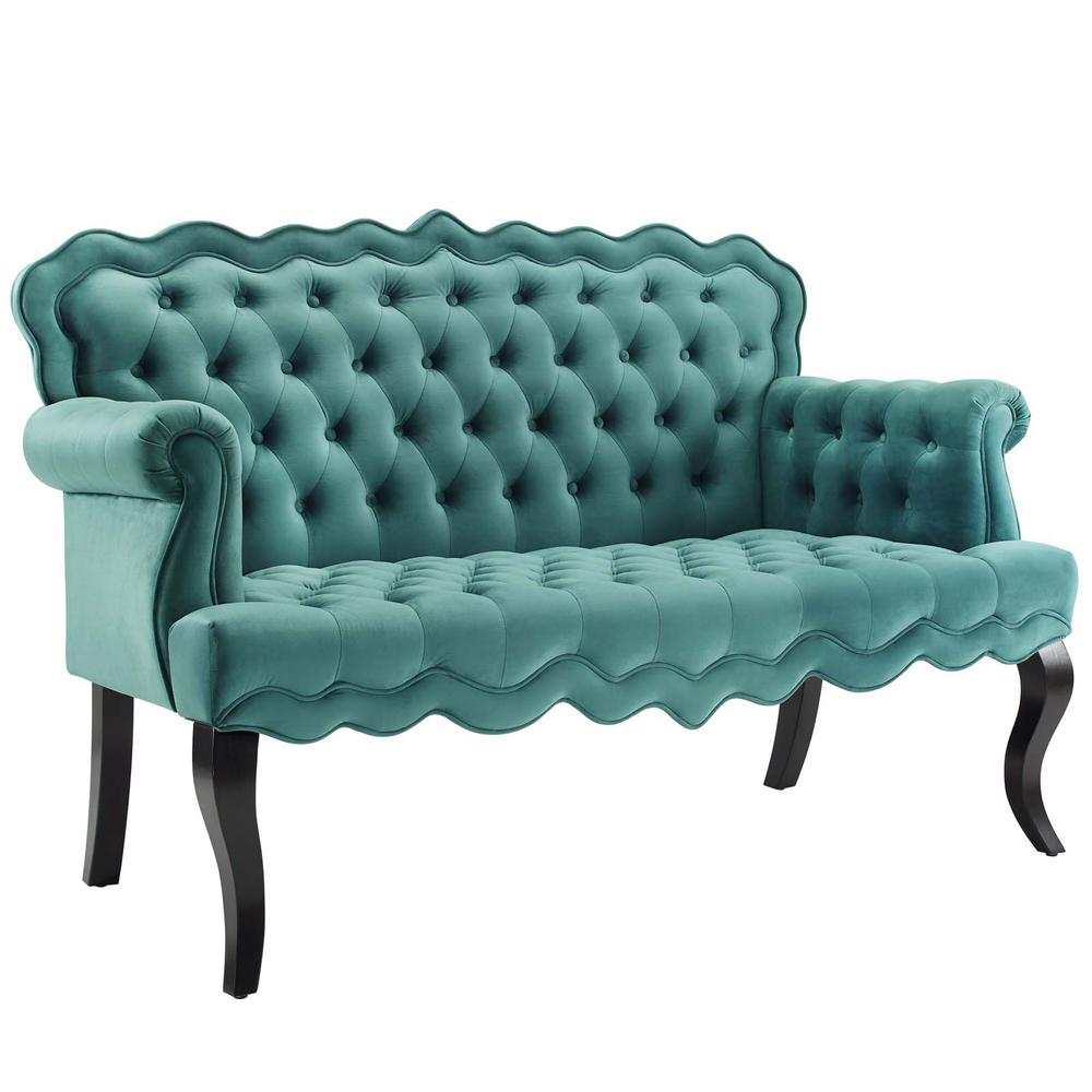 Viola Chesterfield Button Tufted Loveseat Performance Velvet Settee - Teal EEI-3373-TEA. The main picture.