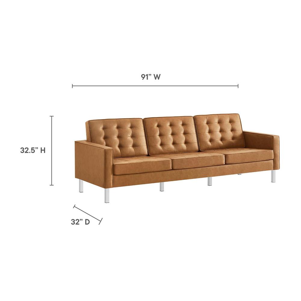 Loft Tufted Vegan Leather Sofa. Picture 7