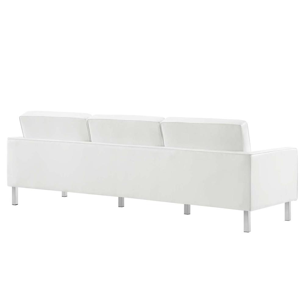 Loft Tufted Upholstered Faux Leather Sofa - Silver White EEI-3385-SLV-WHI. Picture 3