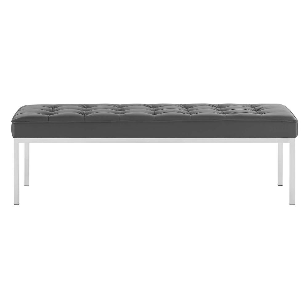 Loft Tufted Vegan Leather Bench. Picture 3